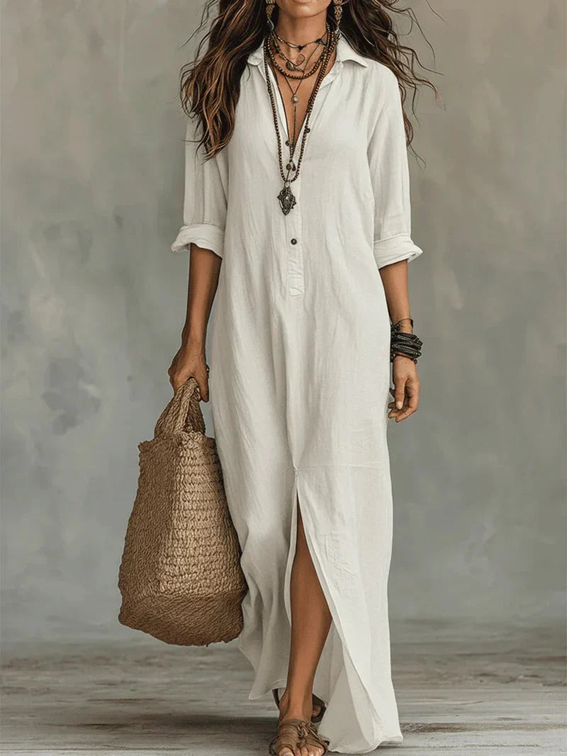 Vera | Vestido camisero de lino