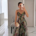 Saturno — Vestido Cruzado Estampado Acuarela, Colección Verano