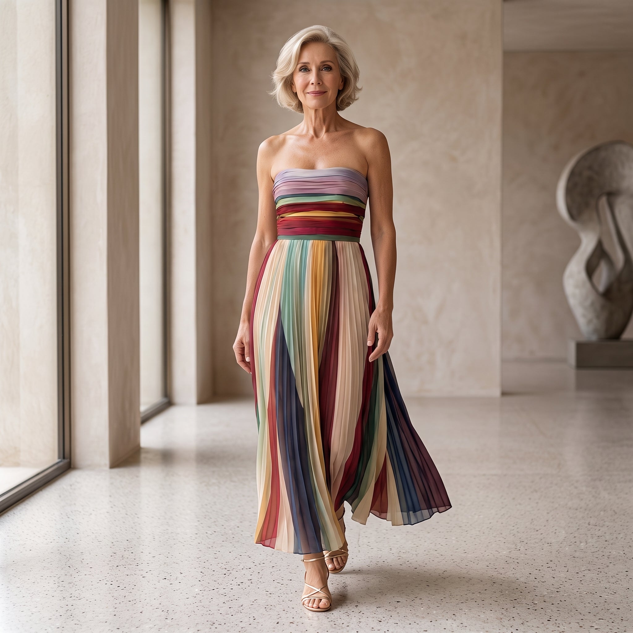 Kalea — Vestido Plisado Sin Tirantes, Colección Verano