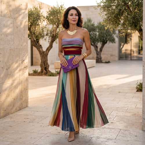 Kalea — Vestido Plisado Sin Tirantes, Colección Verano