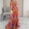 Saturno — Vestido Cruzado Estampado Acuarela, Colección Verano