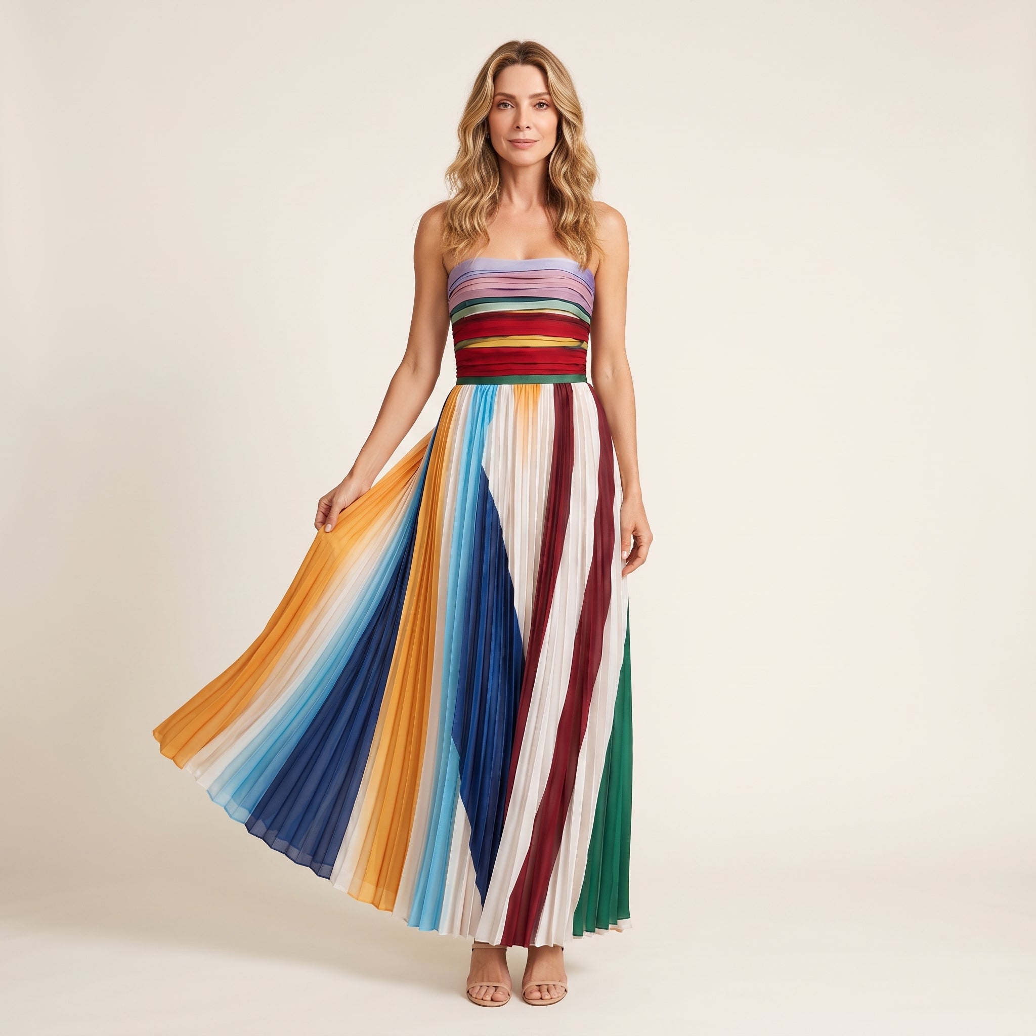 Kalea — Vestido Plisado Sin Tirantes, Colección Verano