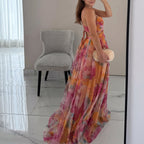 Saturno — Vestido Cruzado Estampado Acuarela, Colección Verano