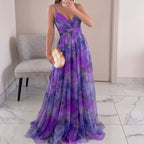 Saturno — Vestido Cruzado Estampado Acuarela, Colección Verano